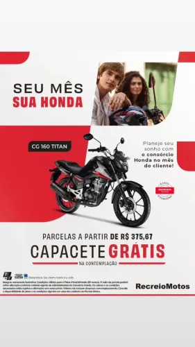 CG 160 TITAN 2026 - Parcelas a partir de R$ 375,67 + CAPACETE