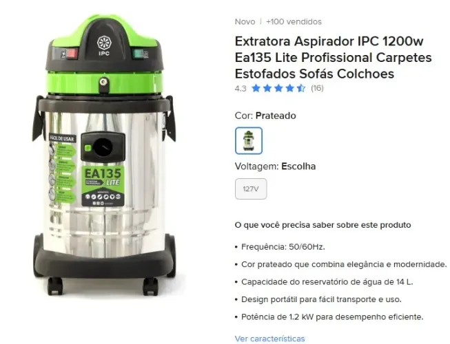 Extratora Aspirador Ipc 1200w Ea135 lite 
