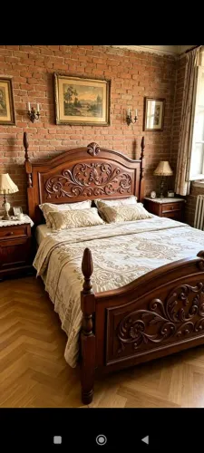 Cama talhada antiguidades madeira maciça raridade