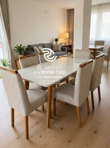 Conjunto Mesa de Jantar com 6 Cadeiras Madeira Tampo Vidro Laqueado 1,70x0,90 Castanho