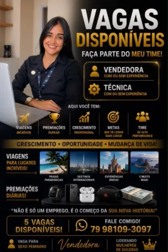 OPORTUNIDADE DE TRABALHO VENDEDORA