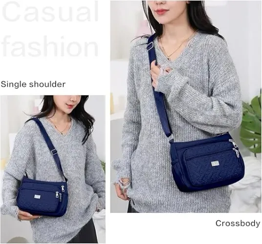 Bolsa de ombro feminina espaçosa com vários bolsos tiracolo casual feminina