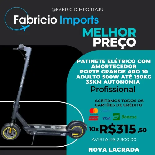 PATINETE ELÉTRICO COM AMORTECEDOR PORTE GRANDE ARO 10