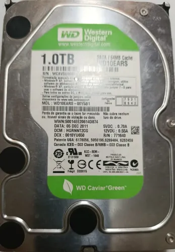 Interno Western Digital Wd Caviar Green Wd10ears 1tb Verde (Usado)