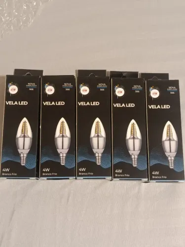 5 Lâmpadas LED Vela CTB 4W Novas na Caixa