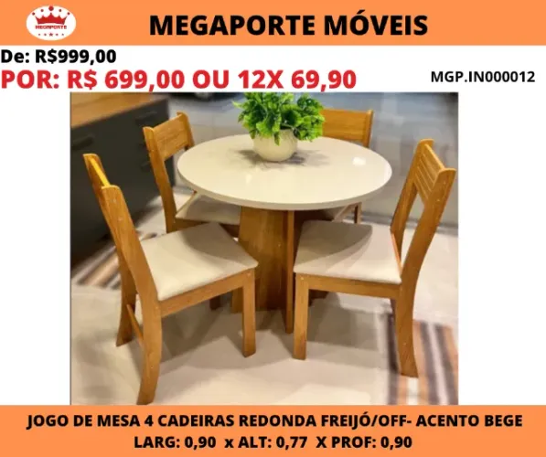 MESA REDONDA 4 CADEIRAS