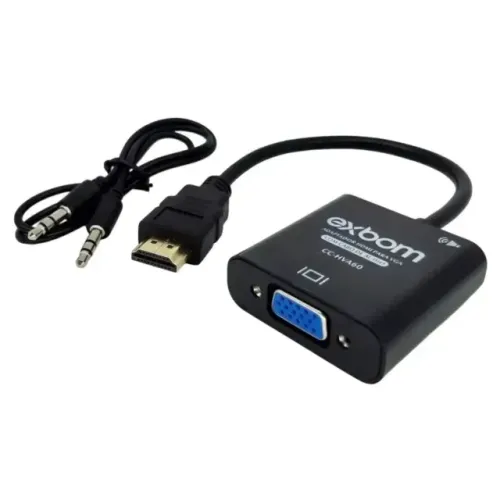 Cabo Conversor HDMI Para VGA Adaptador Com Saída P2 Áudio
