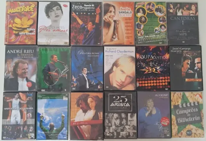 Lote com 18 DVDs Originais Músicas Shows