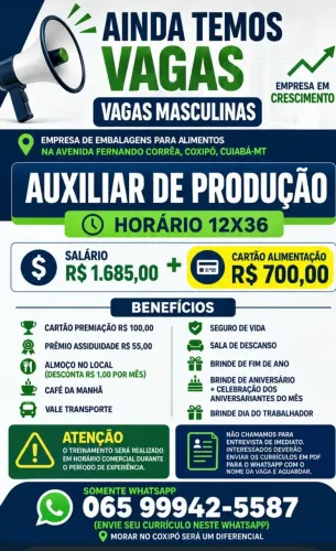 Vaga Emprego de segunda a sexta 