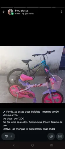 Vendo duas bicicletas infantil motivo crianças não quiserem usa mais