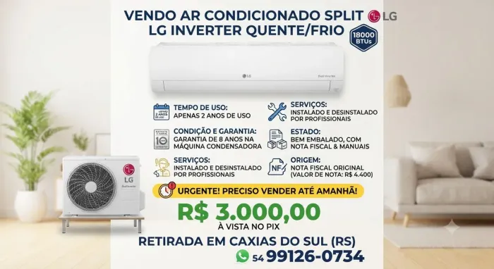 AR CONDICIONADO LG 18.000 BTUS