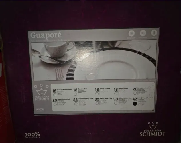 Aparelho de Jantar, Chá e Café Porcelana Schmidt 42 peças - Novo (caixa fechada)