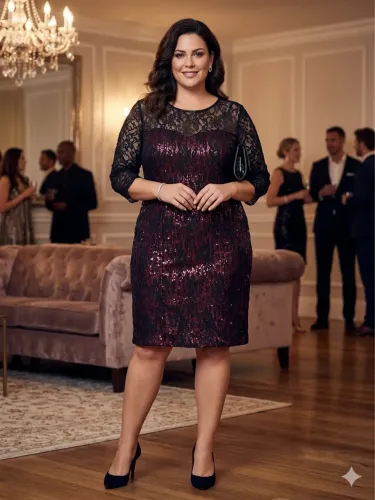 vestido de renda com forro contrastante 46