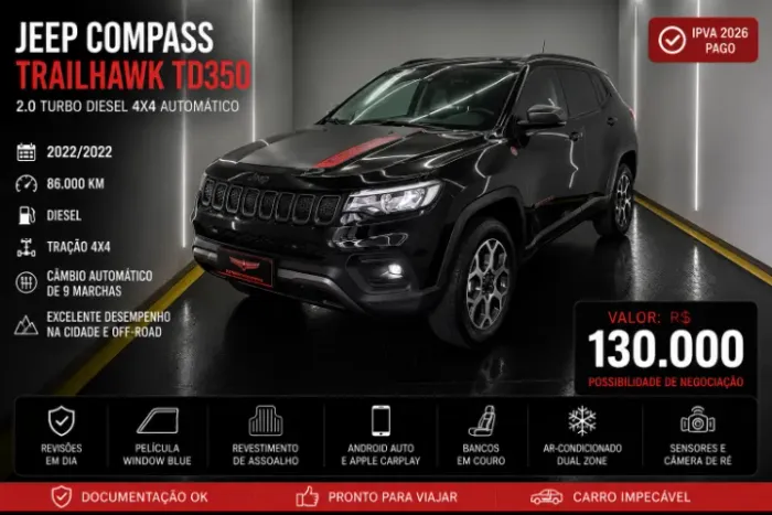 Jeep Compass Trailhawk Td350 2.0 4X4 Die. AUT 2022