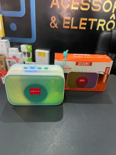 caixa de som portátil Bluetooth da marca Heyld, modelo HY-2111.  