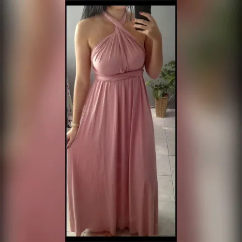 Vestido longo multi formas Rose gold