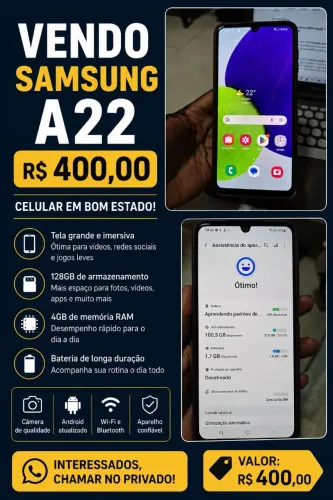VENDO SAMSUNG A22 - R$ 400,00