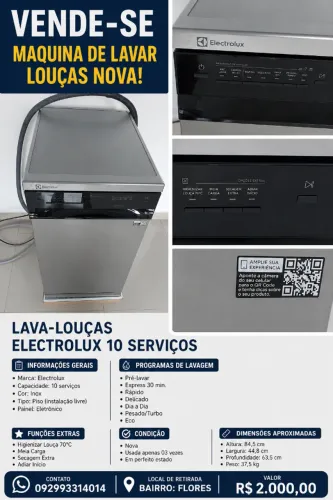 MÁQUINA DE LAVAR LOUÇAS 10 SERVIÇOS