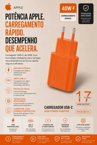 Carregador USB-C 40W ? Potência e Velocidade para Acompanhar o Seu Ritmo