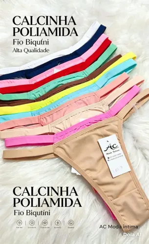 Kit 3 calcinhas fio poliamida obd todos o tamanhos