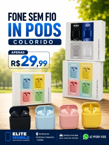 Fone Bluetooth InPods 12 Sem Fio - Novo e Lacrado