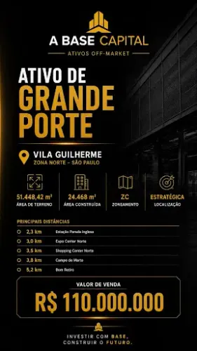 Área de Grande Porte à Venda na Vila Guilherme 51.448 m² | São Paulo
