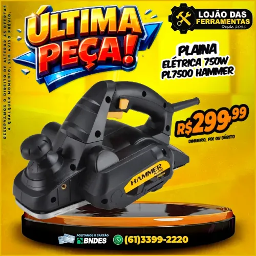 Plaina Elétrica 750w PL7500 Hammer