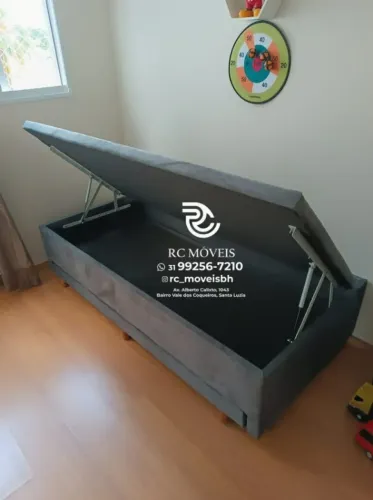 Conjunto cama box Baú Para solteiro com Cama estruturada Auxiliar 88x1,88 D33 Baú Blindad