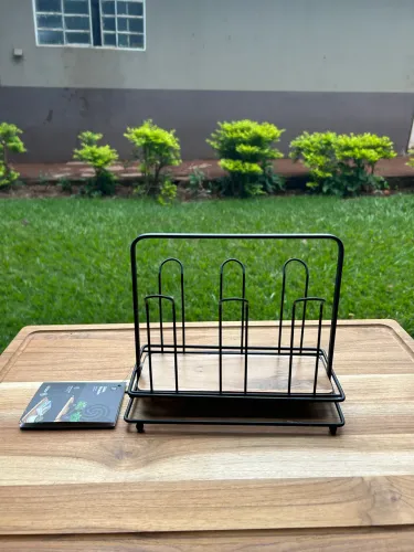 Porta Copos de Mesa Stolf Preto - Novo - Metal e Madeira