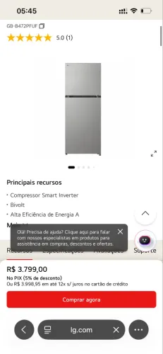 Geladeira LG frost free