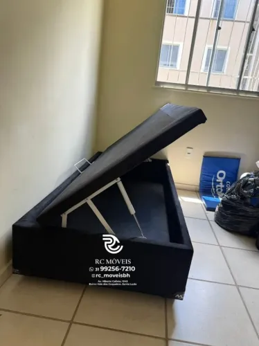 Cama box completa Baú Tamanho solteiro 88x1.88 Blindado com Pistão a Gás - Promocao