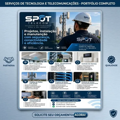 Serviços de Tecnologia e Telecom: Câmeras, Wi-Fi, Redes e Alarmes - SPOT