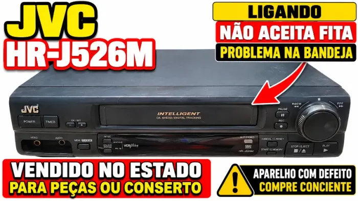 VÍDEO CASSETE JVC HR-J526M - 4 CABEÇAS HI-FI ESTÉREO - COM DEFEITO - PARA PEÇAS OU CONSERT