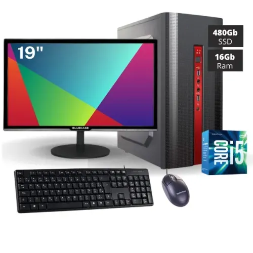 Computador Completo Intel Core i5 6500, 16Gb Ram DDR4, SSD 480Gb, Monitor 19"