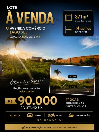LOTE LAGO SUL NA AVENIDA | 371m2 | OPORTUNIDADE!