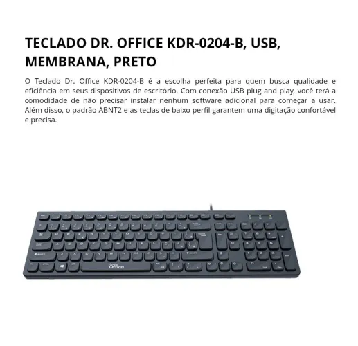 Teclado Dr. Office Preto [NO ATACADO]