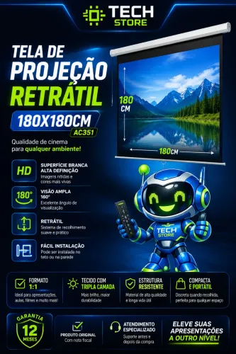 PROJEÇÃO RETRÁTIL 180x180cm