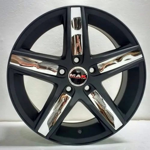 Roda aro 17 TSW Variant Preta fosca com aplik cromado VW Polo 5X100 jogo novo