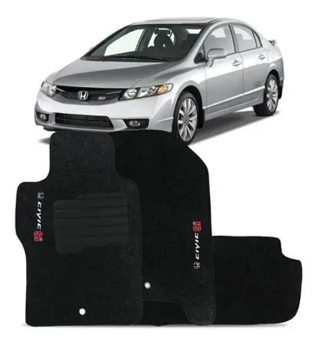 Tapete Carpete Honda Civic 2006 à 2013 - Preto 3 Peças - Ecotap