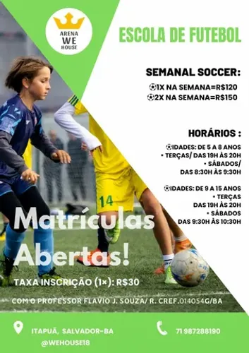 ESCOLINHA DE FUTEBOL EM ITAPUÃ. ZAP INF. *.  