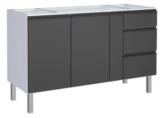 Gabinete / Balcão GA em Aço para Pia de 1.50m ! Frete + Montagem Grátis