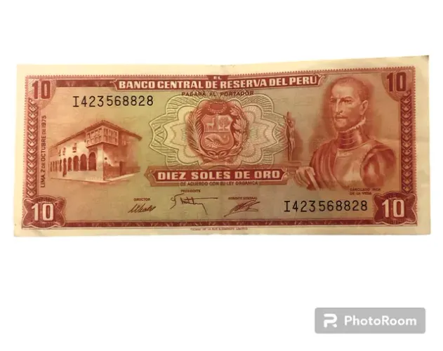 Cédula diez soles de oro Peru 1975