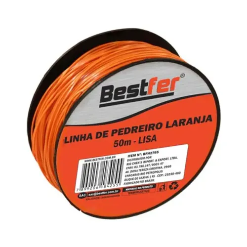 Linha de Pedreiro Lisa Laranja Para Construção Civil 50m - Bestfer