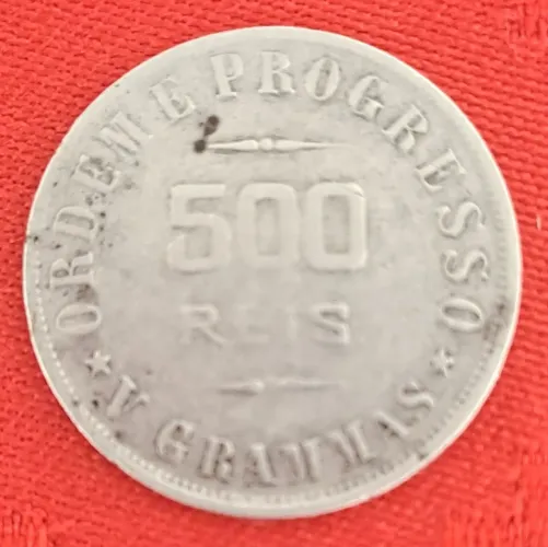 Moeda de 1907 em prata 5 gramas 500 reis