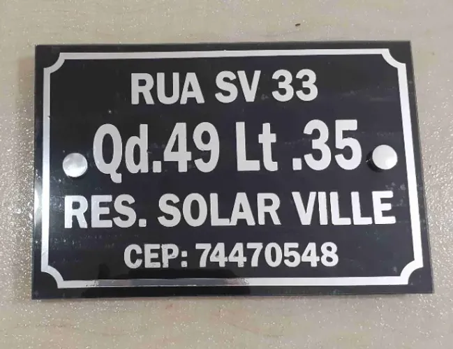 Placa de Endereço de vidro e chapa