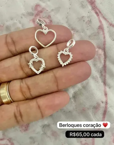 Berloques coração Prata 925 legítima 