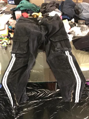 Calça Zara Cargo Jeans Preta com Detalhes Laterais