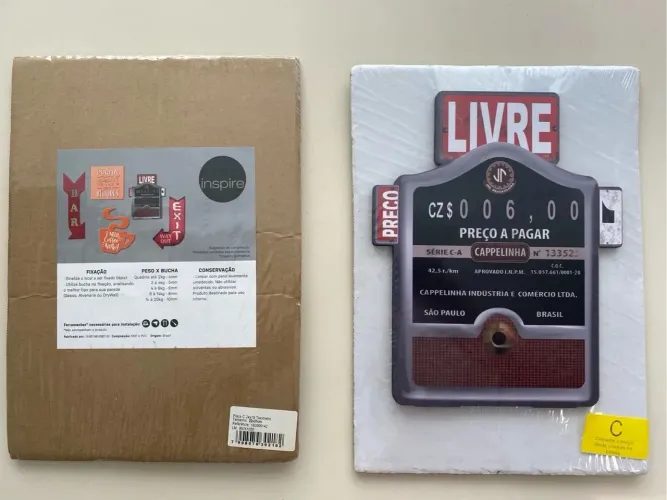 PLACA DECORATIVA TAXÍMETRO CAPELINHA EM MDF