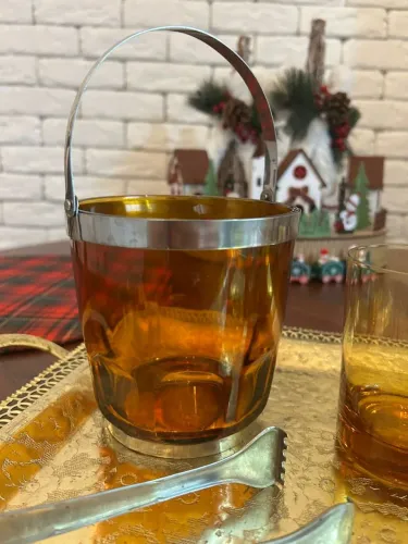 Conjunto Balde de Gelo Nadir Figueiredo com 4 copos em Cristal