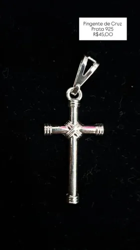 Pingente de crucifixo em prata legítima 925